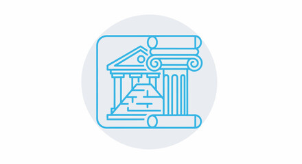 Ancient Greek Architecture and Scroll Icon.