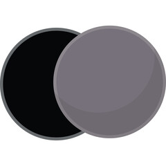 Abstract Representation Of An Eclipse With One Sphere Partially Obscuring Another In Gray And Black Colors On Transparent Background