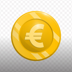 Modern Flat Style Euro Currency Golden Coin Money Illustration