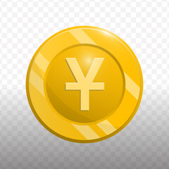 Flat Design Golden Yen Currency Symbol Round Shape Illustration Asset