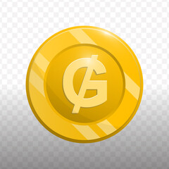 Flat Style Golden Guaranies Currency Coin Icon Illustration Graphic Design