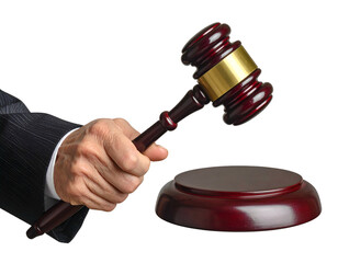 Hand holding a gavel, about to strike