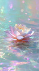 縦型の水面に咲く光のロータス

