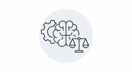 Brain Gear and Scales of Justice Symbolizing Legal Ethics.