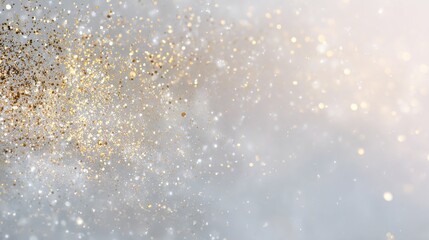 Elegant gold glitter on white background. Elegant christmas background. Holiday background.