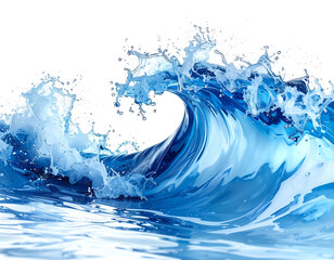 Powerful blue ocean wave crashing with white foam