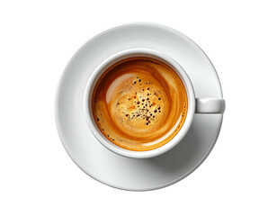 Rich espresso with crema in a white cup