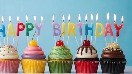 birthday cake with candles - Powered by Adobe