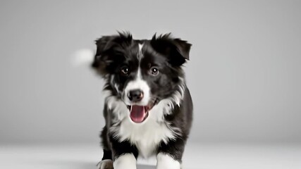 Border Collie Puppy Standing Proudly on White Background, Symbolizing Protection, Loyalty, and Vigilance for Advertisements Seeking to Convey Trustworthiness or Family Values in Campaigns.