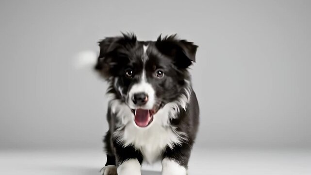 Border Collie Puppy Standing Proudly on White Background, Symbolizing Protection, Loyalty, and Vigilance for Advertisements Seeking to Convey Trustworthiness or Family Values in Campaigns.