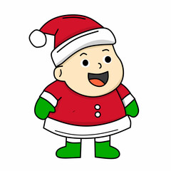 Cute Boy in Santa Costume Cartoon for Christmas Holiday Design