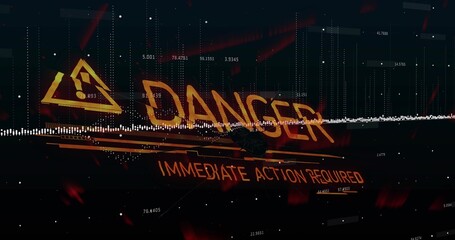 Displaying large glowing DANGER graphic on HUD, showing triangular hazard icon and waveform