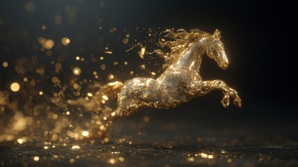 Golden Horse Leaps Through Vibrant Confetti Celebrating Lunar New Year 2026 Festivities in an Enchanting Display of Joy and Prosperity