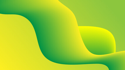 Abstract Background with Motion Wave Fluid Liquid Lines and 3D Effects, Yellow Green Gradient Color