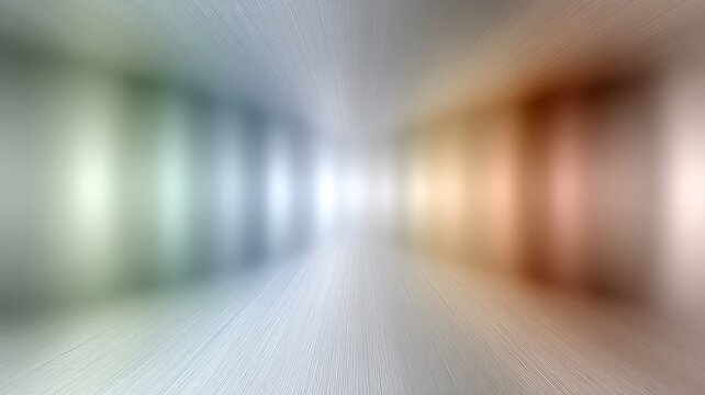 Abstract blurred tunnel with gradient colors from cool blue to warm orange, minimal futuristic background - Powered by Adobe