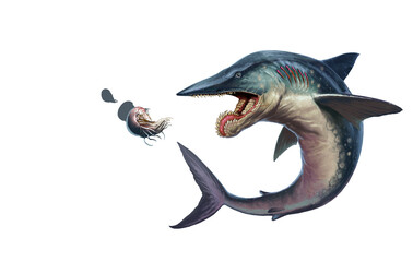 Helicoprion – Prehistoric Spiral-Toothed Shark Illustration.