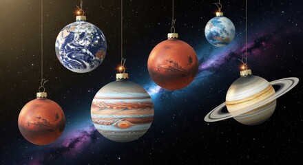 Celestial Ornaments Adorning a Cosmic Christmas Galaxy