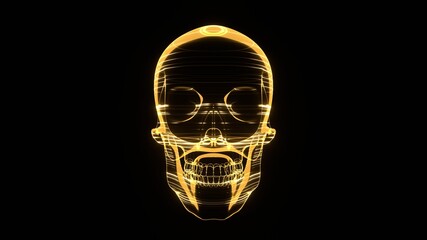 A holographic skull with a wireframe design. 
Perfect for futuristic, sci-fi, or dark-themed visuals.