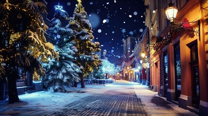 Night_Christmas_light_house_street_