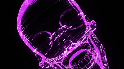 A holographic skull with a wireframe design. 
Perfect for futuristic, sci-fi, or dark-themed visuals.