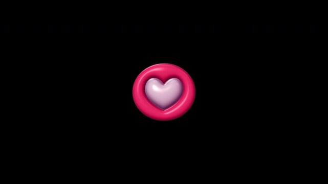 3D heart shape icon symbol heartbeat animation Transparent Background Alpha Channel ProRes 444