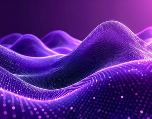 Abstract digital waves, glowing with a gradient of violet and purple