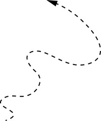 Hand drawn dashed arrows set. Direction, way, pointer