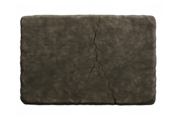 Cracked ancient stone tablet with rough texture and weathered surface on a transparent background
