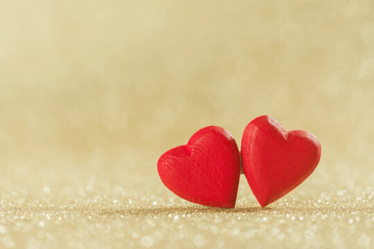 Valentine hearts on bokeh background