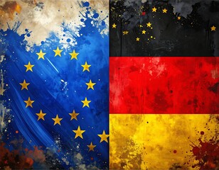 Artistic blend of European Union flag and German flag colors