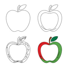 Apple set vector style coloring page 