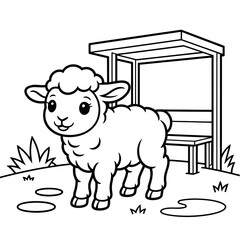 Cute Sheep Drawing, Animal Illustration, Farm Animal, Sheep Coloring