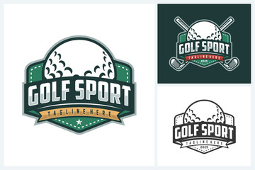 Golf logo sport design template, golf logo tournament and academy emblems, golf logo design vector illustration with ball