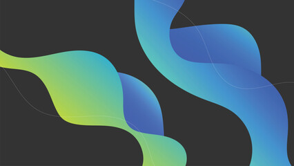 Abstract Background with Motion Wave Fluid Liquid Lines and 3D Effects, Green Blue Gradient Color