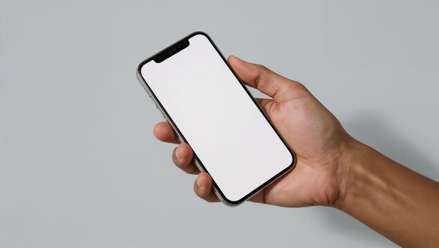 Hand Holding Smartphone A Minimalist View, Blank Screen, Ready for Digital Interaction