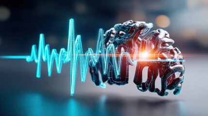 Innovative brainwave analysis technology enhances cognitive research laboratory setting digital concept futuristic environment close-up view