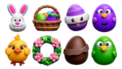 Fototapeta premium Colorful Easter-Themed Illustration with Cute Characters and Decorative Elements