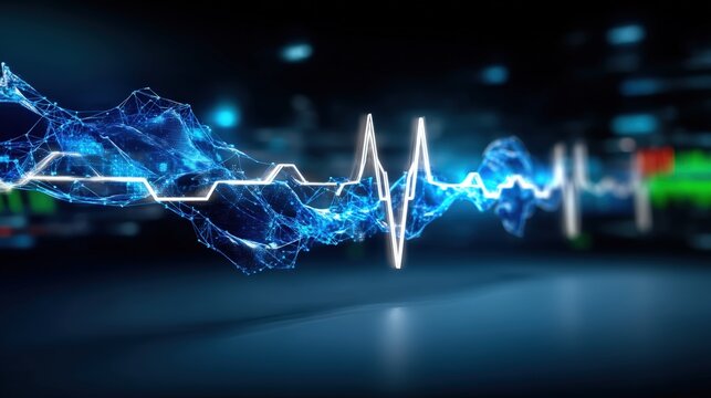 Vital heartbeat visualization medical technology digital display futuristic environment close-up perspective health monitoring concept