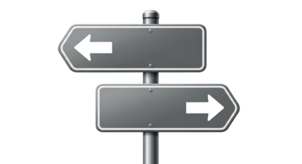 Crossroads signprost pointing left right Directional decisions