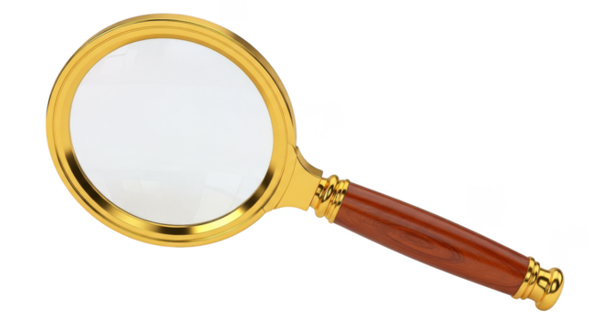 Golden magnifying glass shines brightly - Powered by Adobe