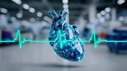 Technological heartbeat innovative medical imaging laboratory setting digital visualization healthcare environment close-up perspective modern medicine concept