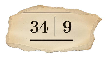 Weathered paper fragment with bold numbers