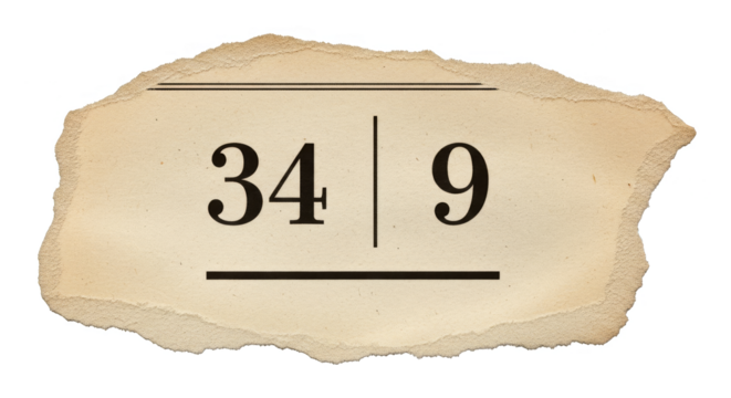 Weathered paper fragment with bold numbers