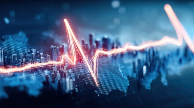Heartbeat of urban life a visual exploration of city pulse through data visualization digital environment futuristic viewpoint health concept - Powered by Adobe