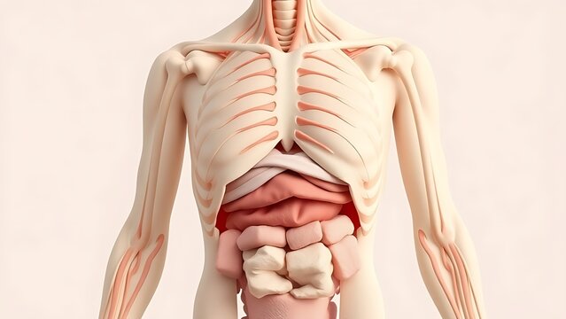 disequilibrium. Anatomical model of connective tissue layers in neutral tones, medical illustration style. STEM education sheets, lab safety posters, designed for biotech research communications.