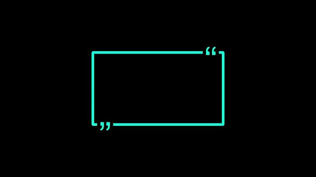 Cyan Rectangular Frame With Gaps On Black Background abstract border