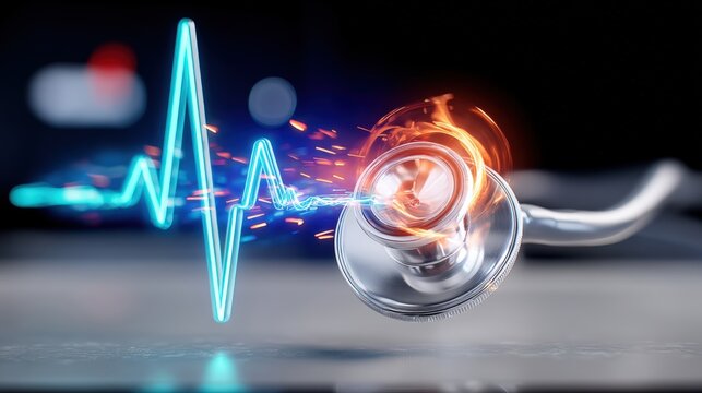 Emergency medical response hospital digital art clinical environment close-up view vital signs monitoring