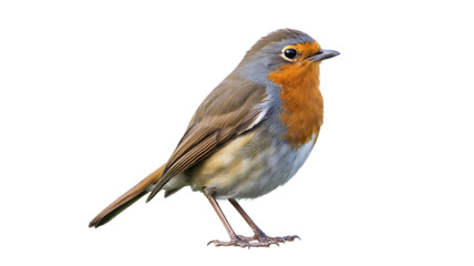 European robin perched against a stark black background showcasing its vibrant orange breast and detailed feathers