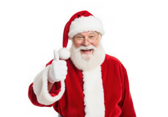 Happy Santa Claus with white beard isolated on transparent background