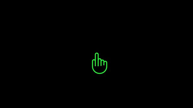 Green middle finger icon on black background symbol gesture